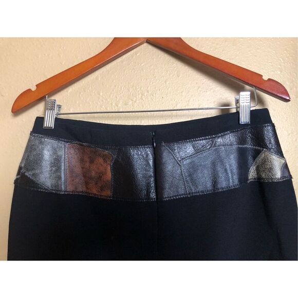 Alberto Makali Black Skirt Size 10 – Metallic Leather Patchwork Waist - Picture 7 of 12